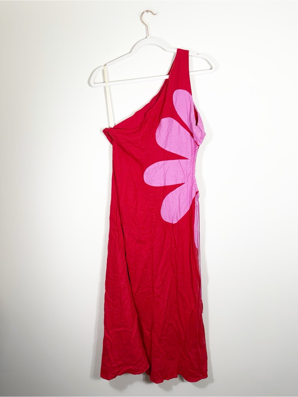 Anthropologie Farm Rio Cutout Flower Dress Linen Blend One Shoulder Medium - Picture 11 of 11